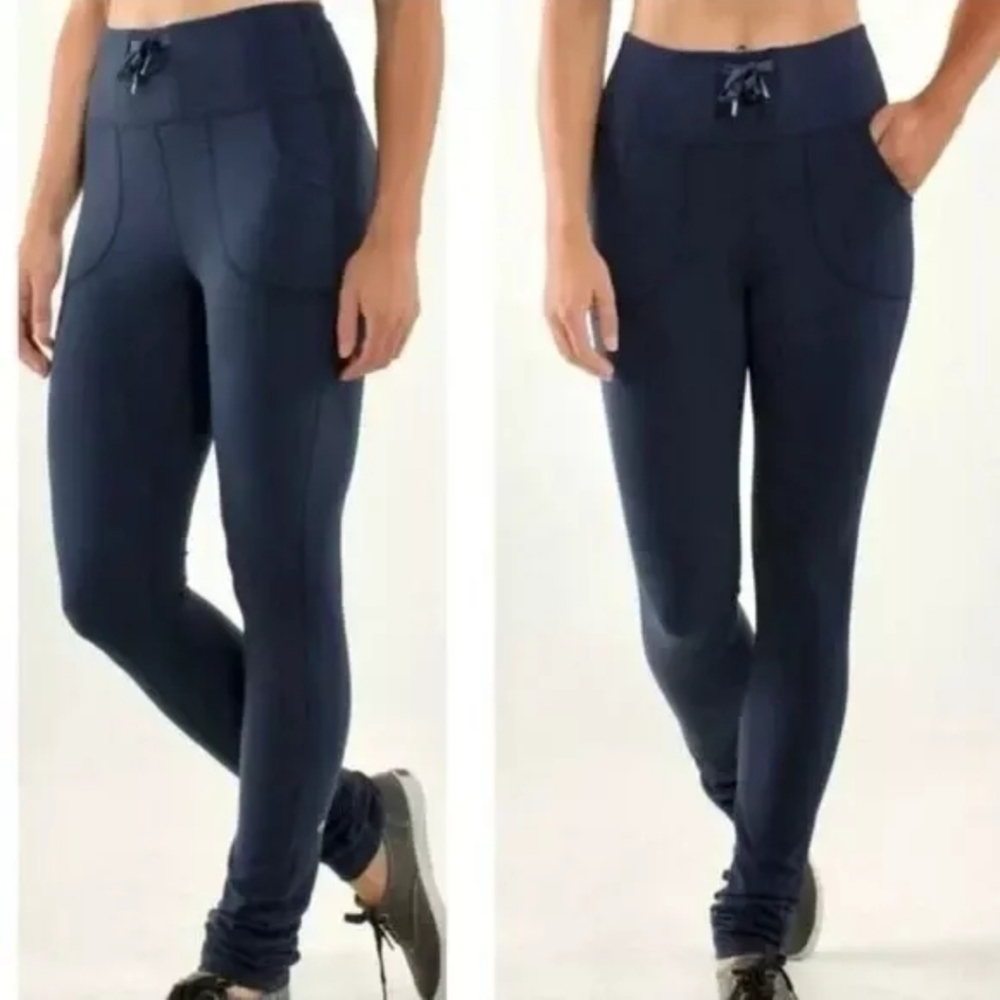 LULULEMON Skinny Will Pant Navy Blue Inkwell High Rise Leggings, size 4